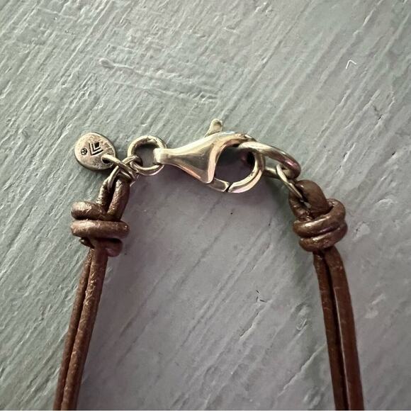 Silpada Beaded Stone 925 Sterling Silver Pendant Leather Necklace - Picture 7 of 7